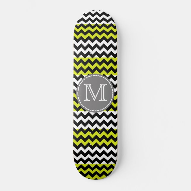 Skate Monograma verde-preto-verde-quevron Zigzag (Frente)