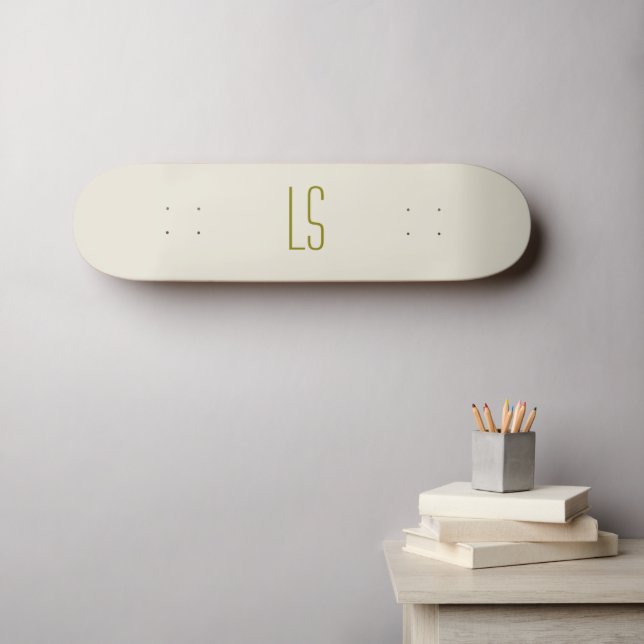 Skate Monograma verde Sage simples inicial (Arte de parede (Horz))