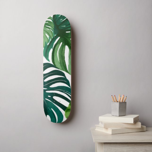 Skate Monstera Deixa Aquarela (Arte de parede)