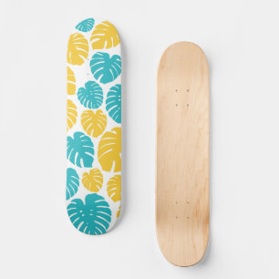 Skate Monstera deixa em turquesa, amarelo e branco