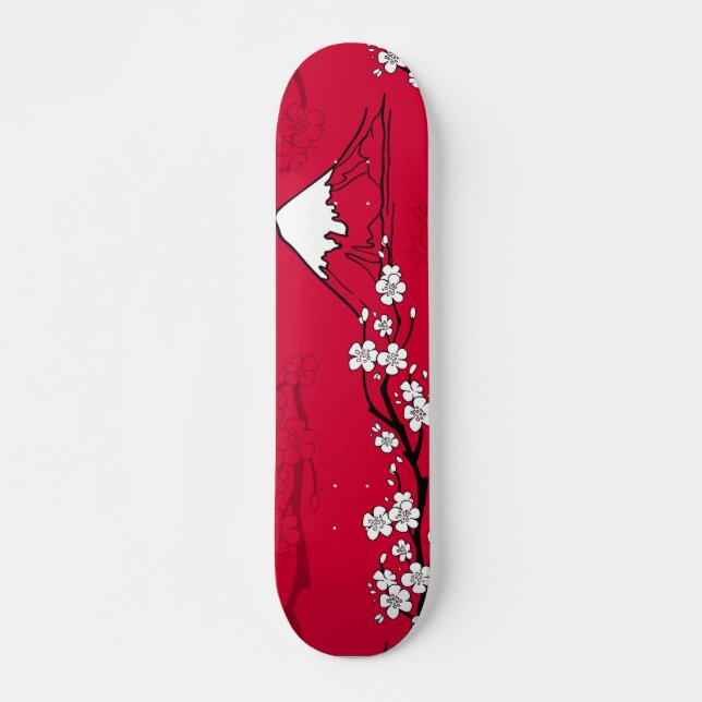 Skate Montanha e paisagem florescente de estilo japonês (Frente)