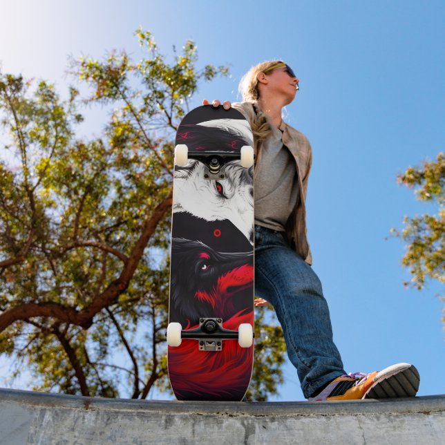 Skate Moon Crimson Red White Wolf (Ao ar livre 1)
