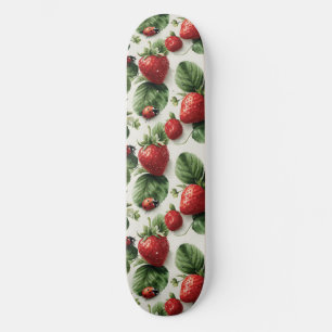 Skate Morango de Aquarela e Ladybug Padrão Sem Costura