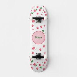 Skate Morangos bonitos Girly Monograma com nome