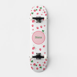 Skate Morangos bonitos Girly Monograma com nome