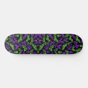 Skate Morcegos Verde Roxo Neon Coloridos Halloween