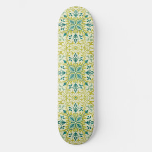 Skate Morris Amarelo Turquesa Padrão de Videira e Flor