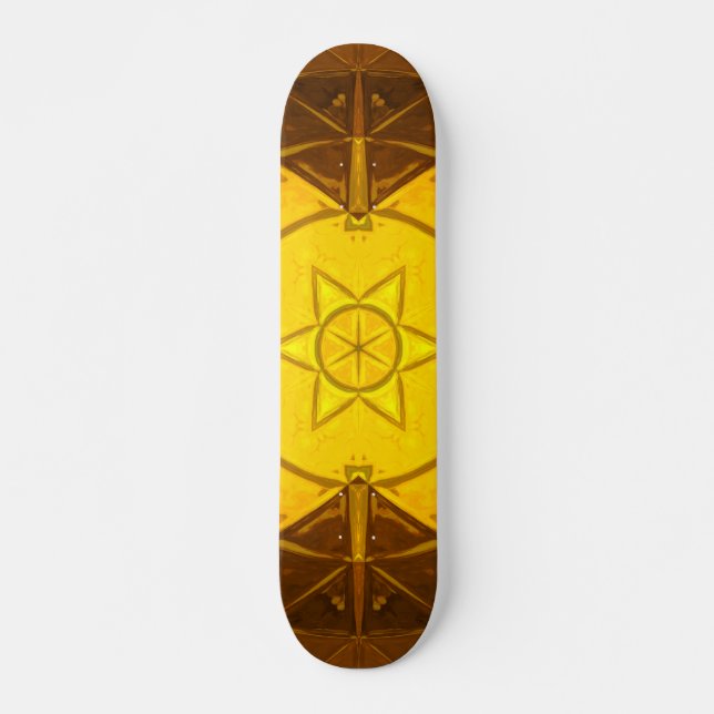 Skate Mosaico Caleidoscópio Flor Amarelo (Frente)