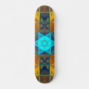 Skate Mosaico Caleidoscópio Flor Amarelo e Azul