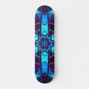 Skate Mosaico Caleidoscópio Flor Azul e Púrpura