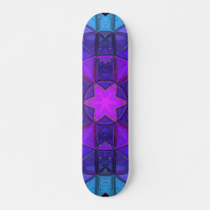 Skate Mosaico Caleidoscópio Flor Azul Roxo e Preto