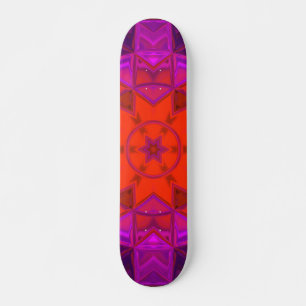 Skate Mosaico Caleidoscópio Flor Puro Rosa e Vermelho