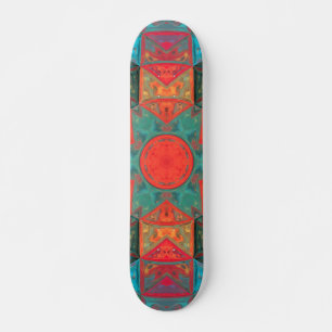 Skate Mosaico Caleidoscópio Flor Rosa e Teal