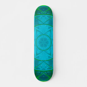 Skate Mosaico Caleidoscópio Flor Verde e Azul