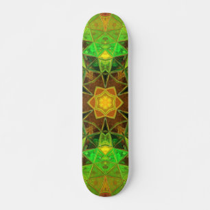 Skate Mosaico Caleidoscópio Flor Verde e Laranja