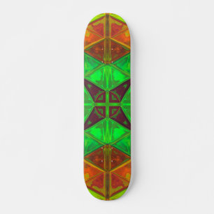 Skate Mosaico Caleidoscópio Quadrado Amarelo Verde e La