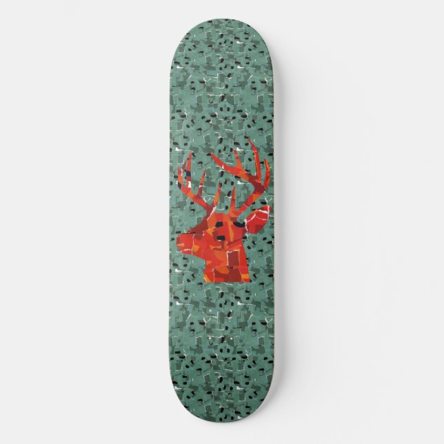 Skate Mosaico de silhueta de cabeça de veado (Frente)