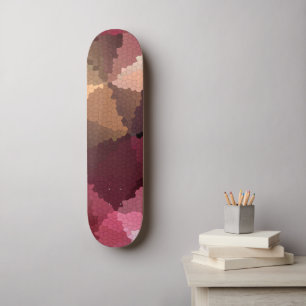 Skate Mosaico em cores castanho-rosa e amarela