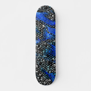 Skate Mosaico hexagonal ou escamas de peixe azul e preto
