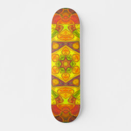 Skate Mosaico Mandala Flor Amarelo Laranja e Roxo
