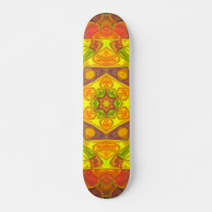 Skate Mosaico Mandala Flor Amarelo Laranja e Roxo