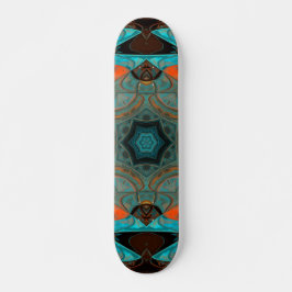 Skate Mosaico Mandala Flor Azul e Laranja