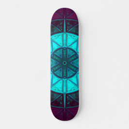 Skate Mosaico Mandala Flor Azul e Roxo