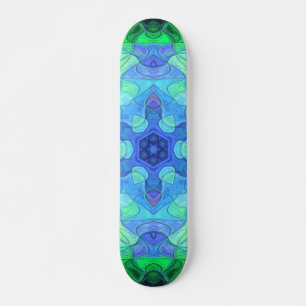 Skate Mosaico Mandala Flor Azul e Verde
