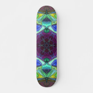Skate Mosaico Mandala Flor Roxo Azul e Verde