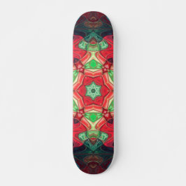 Skate Mosaico Mandala Flor Vermelho Teal e Azul
