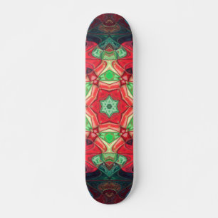 Skate Mosaico Mandala Flor Vermelho Teal e Azul