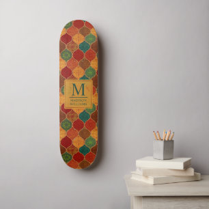 Skate Mosaico Marroquino Padrão Geométrico Azteca Sem Co