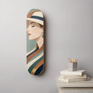 Skate Mulher com chapéu de sol art déco