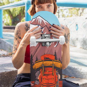 Skate Mulher Montanha Floresta Trilha Aventureira