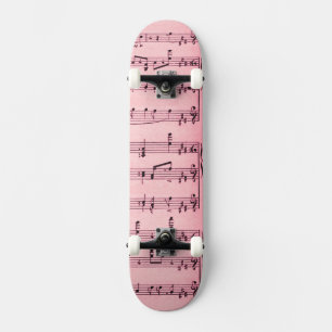 Skate Música em folha cor-de-rosa
