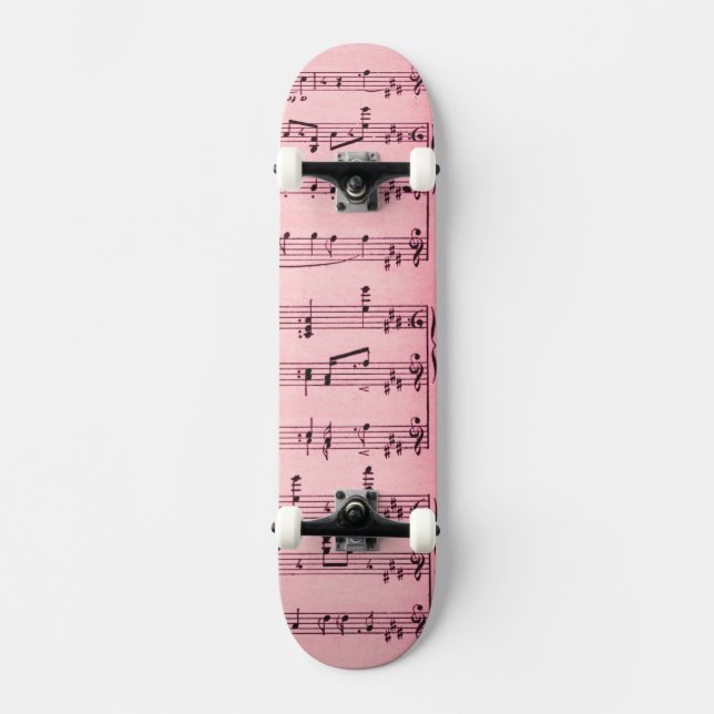 Skate Música em folha cor-de-rosa (Frente)