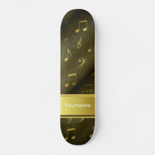 Skate música, nota, partitura, ouro, banner, modelo,