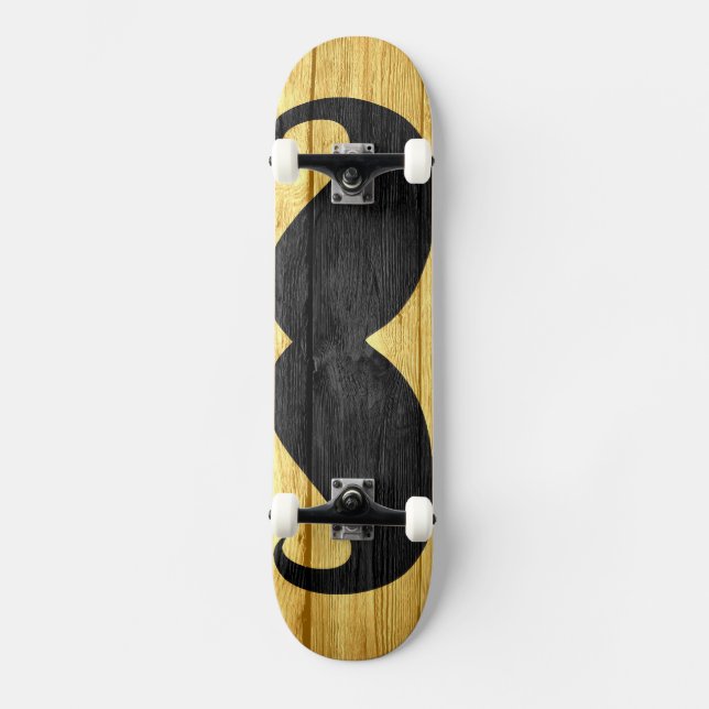 Skate Mustache Vintage Wood #10 (Frente)