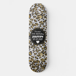 Skate Na moda Brown Leopard Imprimido Feliz 17.º Anivers