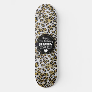 Skate Na moda Brown Leopard Imprimido Feliz 17.º Anivers