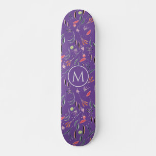 Skate Na moda Lavanda Floral Watercolor MONOGRAM