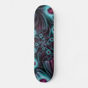 Skate Na Profundidade da Arte Fractal Abstrato Azul Cor-