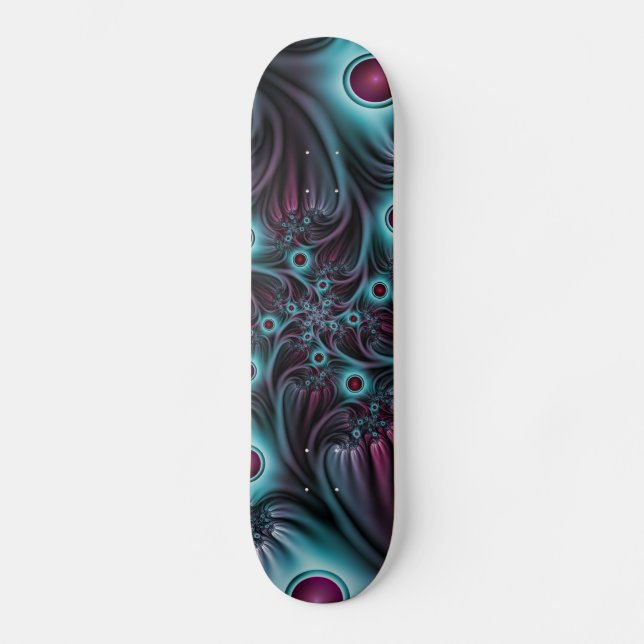 Skate Na Profundidade da Arte Fractal Abstrato Azul Cor- (Frente)