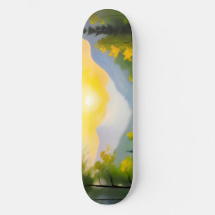 Skate Nascer do sol sobre montanhas cobertas de neve e l