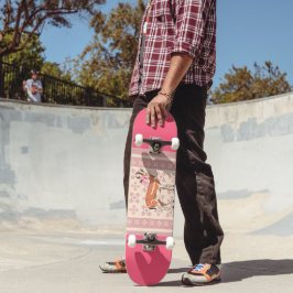 Skate Natal Elegante Rosa com Padrão de Corça