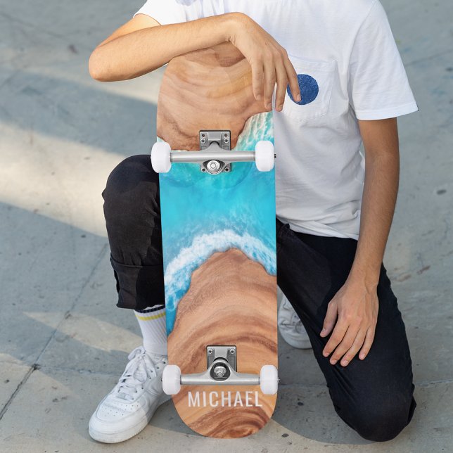 Skate Natureza Da Madeira E Da Água Nome Personalizado (Criador carregado)