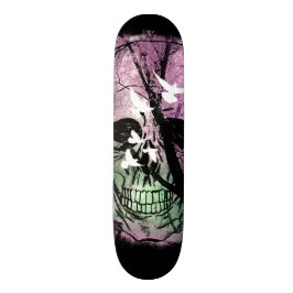 Skate Natureza Radical com pássaros e caveira