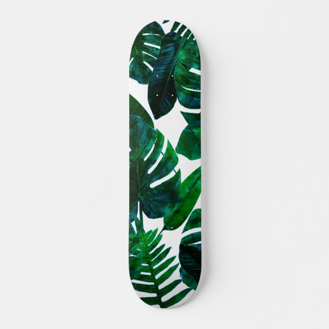 Skate Natureza Tropical Monstera Watercolor Painting, Bo (Frente)