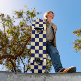 Skate Navy Blue and Yellow Checkerboard Pattern