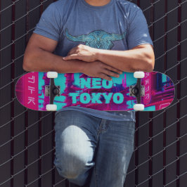 Skate Neo Tóquio Cyberpunk Carro Synthwave Rua